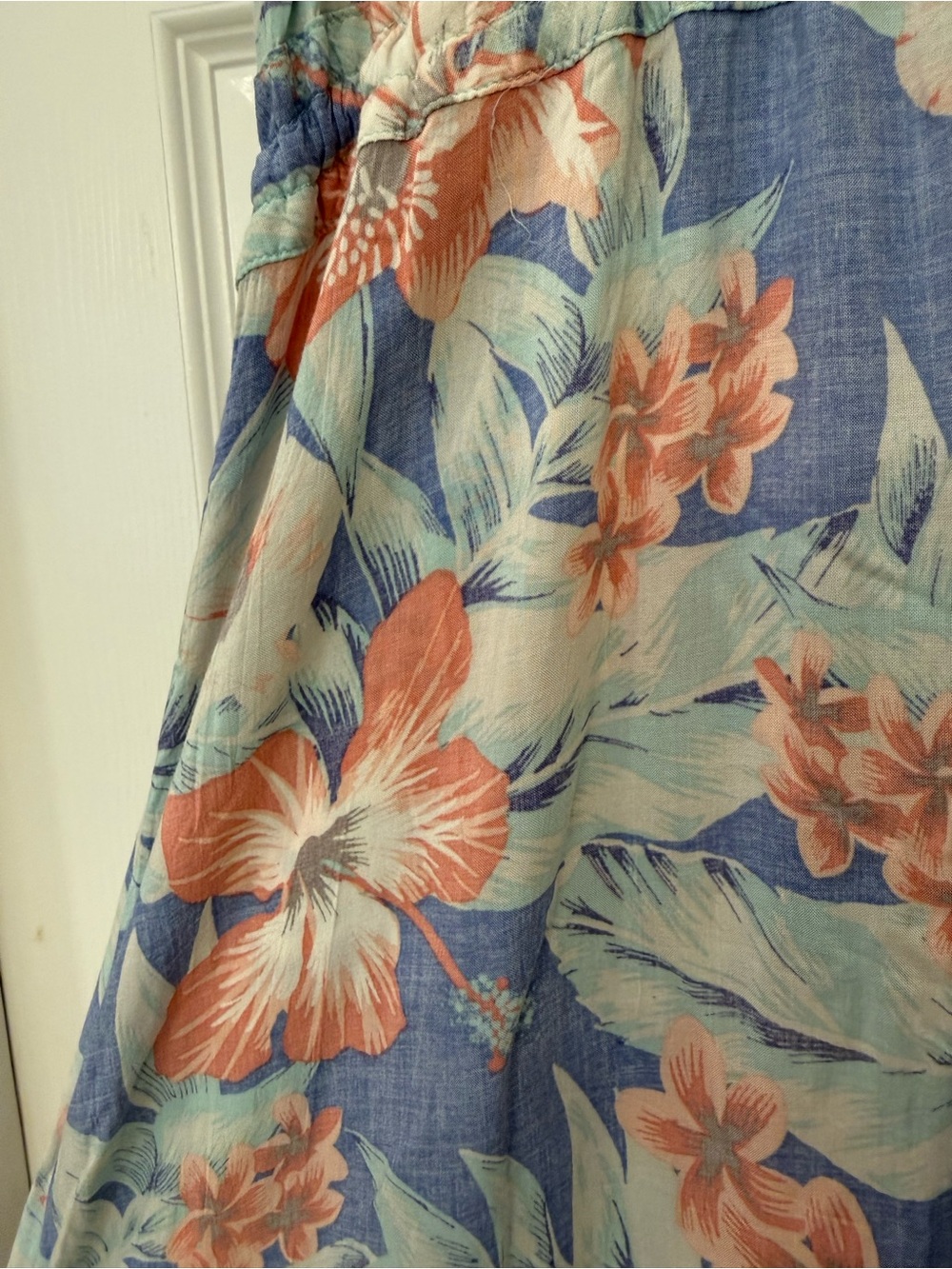 Floral Spaghetti Strap Maxi Dress in Light Blue and Coral - Picture 4 of 6